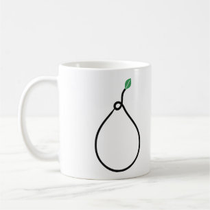 Minimalist Pear One Line Art with Green Leaf Coffee Mug