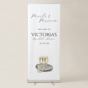 Minimalist Pearls and Prosecco Bridal Shower Retractable Banner