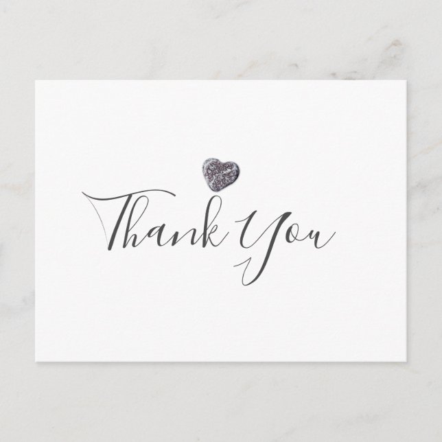 Minimalist Pebble Heart Script Business Thank You Postcard (Front)