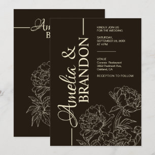 Minimalist Peony Wedding Invitation Elegant