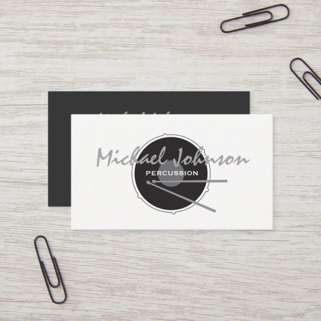 Minimalist Percussion Music Business Card (Front/Back In Situ)