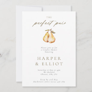 Minimalist Perfect Pair Botanical Couples Shower Invitation
