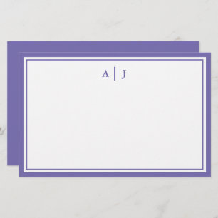 Minimalist Periwinkle Two Border Monogram Stationery