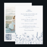 Minimalist Periwinkle Wildflower Details Wedding Invitation<br><div class="desc">Simple Minimalist Dusty Blue Periwinkle Modern Wedding invitation with wildflowers. Please find more matching designs and variations from my store. And feel free to contact me for further customisation or matching items.</div>