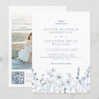 Minimalist Periwinkle Wildflower Details Wedding