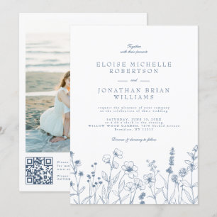 Minimalist Periwinkle Wildflower Details Wedding Invitation