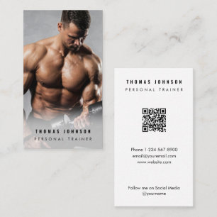 Minimalist Personal Trainer Fitness Athlete Photo Business Card