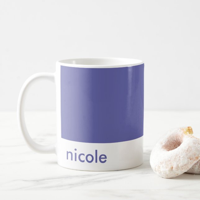 Minimalist Personalise Your Name Periwinkle Blue Coffee Mug (With Donut)