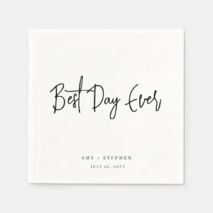 Minimalist Personalised Best Day Ever Wedding Napkin