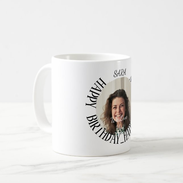 minimalist personalised birthday coffe adults mug  (Front Left)