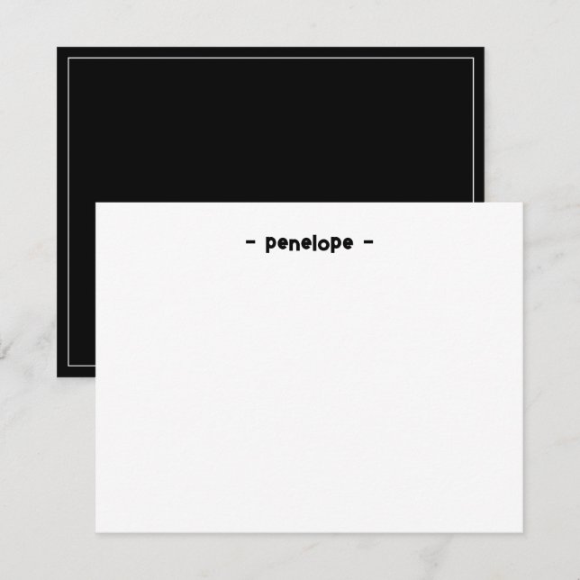 Minimalist Personalised Black and White Stationery Card (Front/Back)
