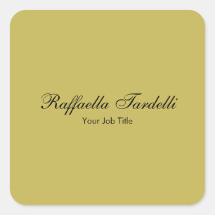 Minimalist personalised customised name gold colou square sticker