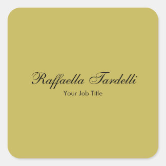 Minimalist personalised customised name gold colou square sticker