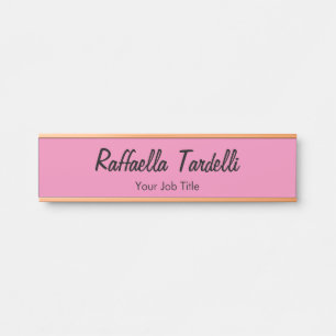 Minimalist personalised customised name pink colou door sign