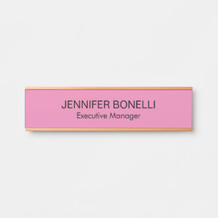 Minimalist personalised customised name pink colou door sign