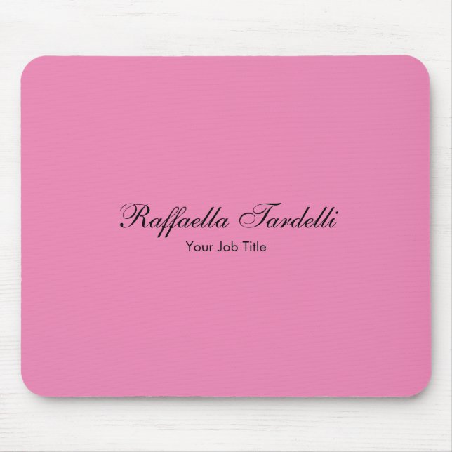 Minimalist personalised customised name pink colou mouse mat (Front)