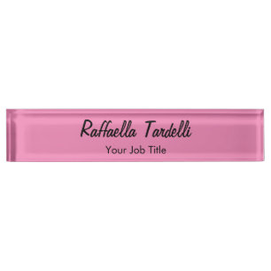 Minimalist personalised customised name pink colou nameplate