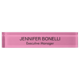 Minimalist personalised customised name pink colou nameplate
