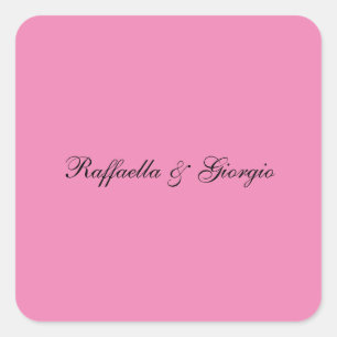 Minimalist personalised customised name pink colou square sticker
