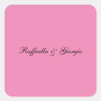 Minimalist personalised customised name pink colou square sticker