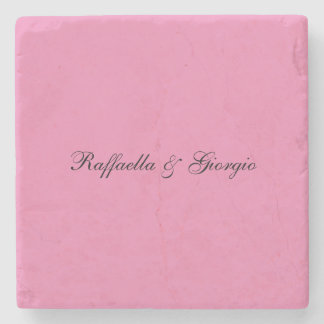 Minimalist personalised customised name pink colou stone coaster