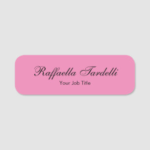 Minimalist personalised customised name pink colou tag