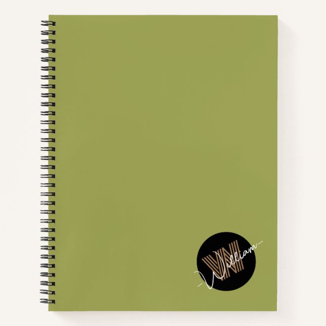 Minimalist personalised Cute initial with name Notebook (Front)