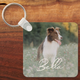 Minimalist Personalised Dog Photo Key Ring
