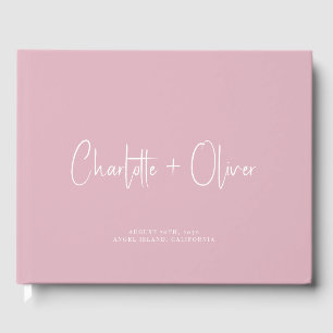 Minimalist Personalised Dusty Pink Wedding Guest Book