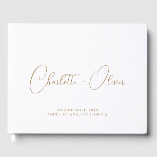 Minimalist Personalised Gold Typography Wedding Guest Book