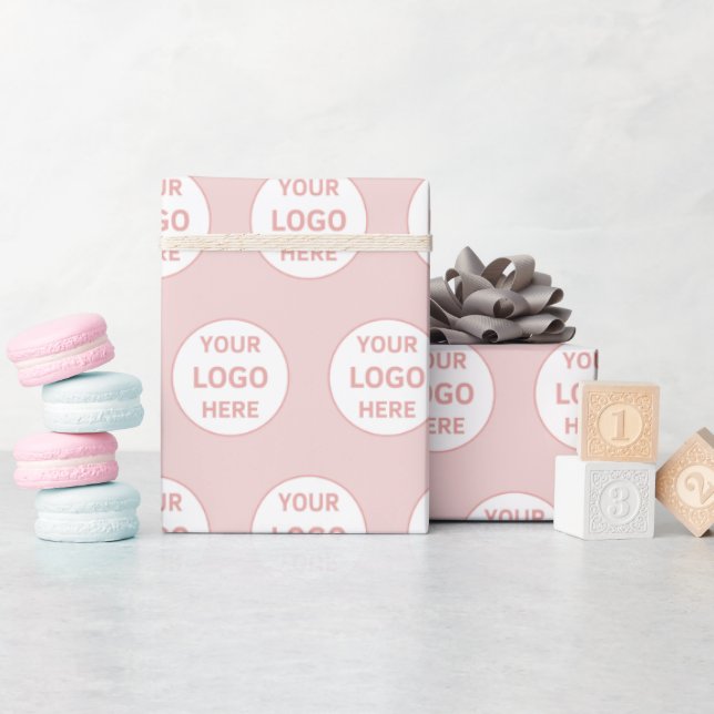 Minimalist Personalised Logo Pink Wrapping Paper (Baby Shower)