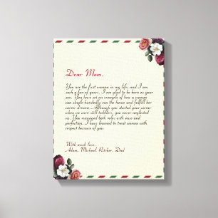 Minimalist Personalised Love Letter Handwritten Canvas Print