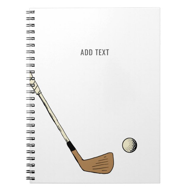 Minimalist Personalised Modern Vintage Golf  Notebook (Front)