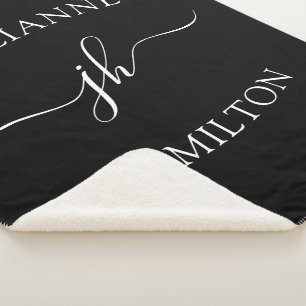 Minimalist Personalised Monogam Name Sherpa Blanket