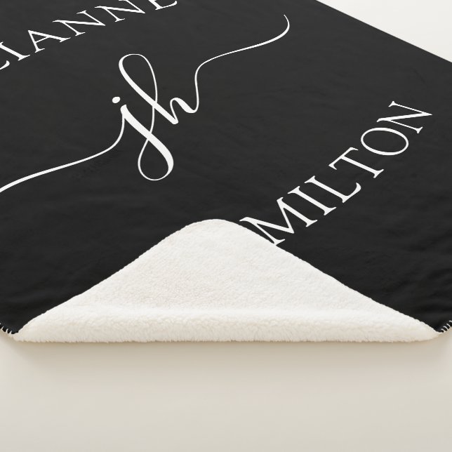 Minimalist Personalised Monogam Name Sherpa Blanket (3/4)