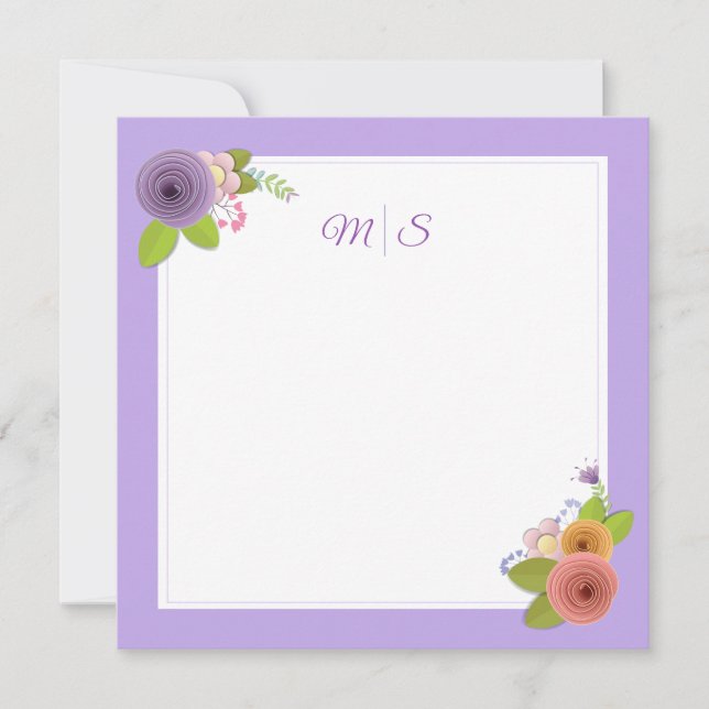 Minimalist  Personalised Monogram Floral Card (Front)