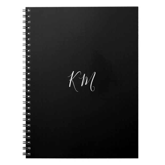 Minimalist personalised monogram initials black  notebook (Front)