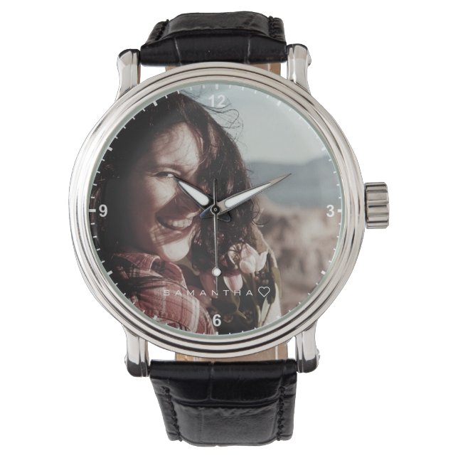 Minimalist Personalised Name Photograph Template  Watch (Front)