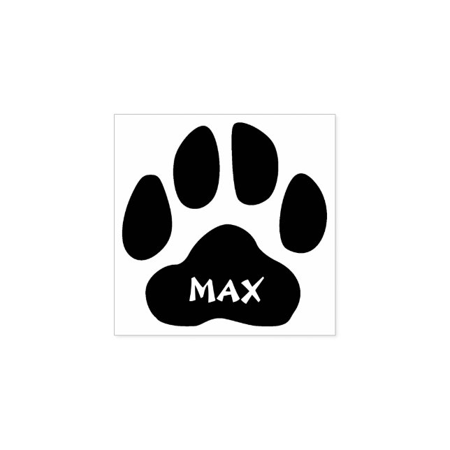 Minimalist Personalised Paw Print Rubber Stamp Max (Imprint)