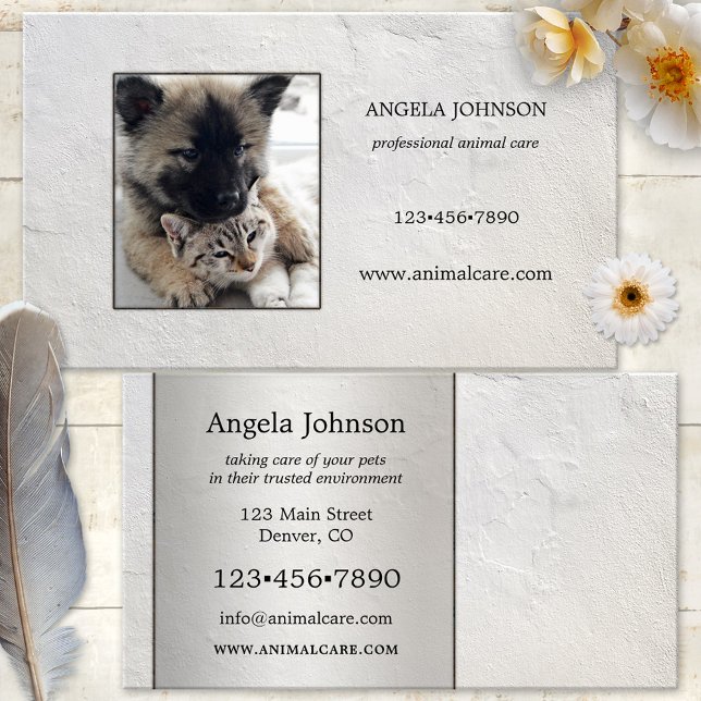 Minimalist Personalised Photo Business Card (Minimalist business card featuring your own photo framed by an off white plastered wall texture)