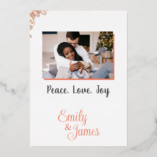 Minimalist Personalised Photo Foil Chrismast Card