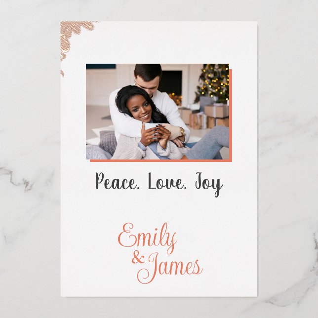 Minimalist Personalised Photo Foil Chrismast Card (Front)