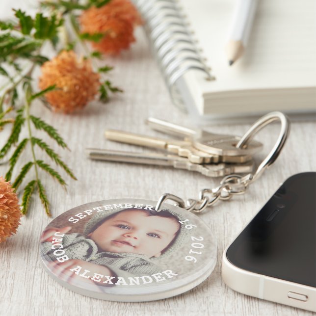 Minimalist Personalised Photo Key Ring (Front Right)
