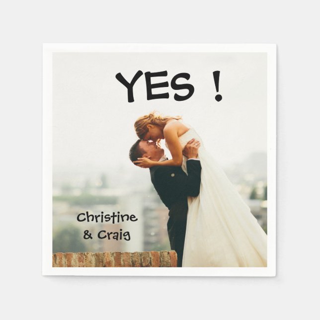 Minimalist Personalised Photo Script Name Date Nap Napkin (Front)