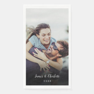Minimalist Personalised Photo Script Name Date Napkin
