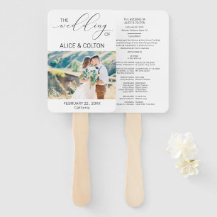 Minimalist Personalised Photo Wedding Program Hand Fan
