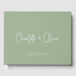 Minimalist Personalised Sage Green Wedding Guest Book