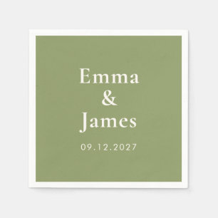 Minimalist Personalised Sage Green Wedding Napkin
