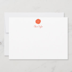 Minimalist Personalised Stationery Orange Flower Card