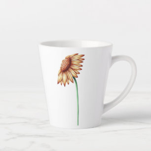 Minimalist personalised sunflower white latte mug